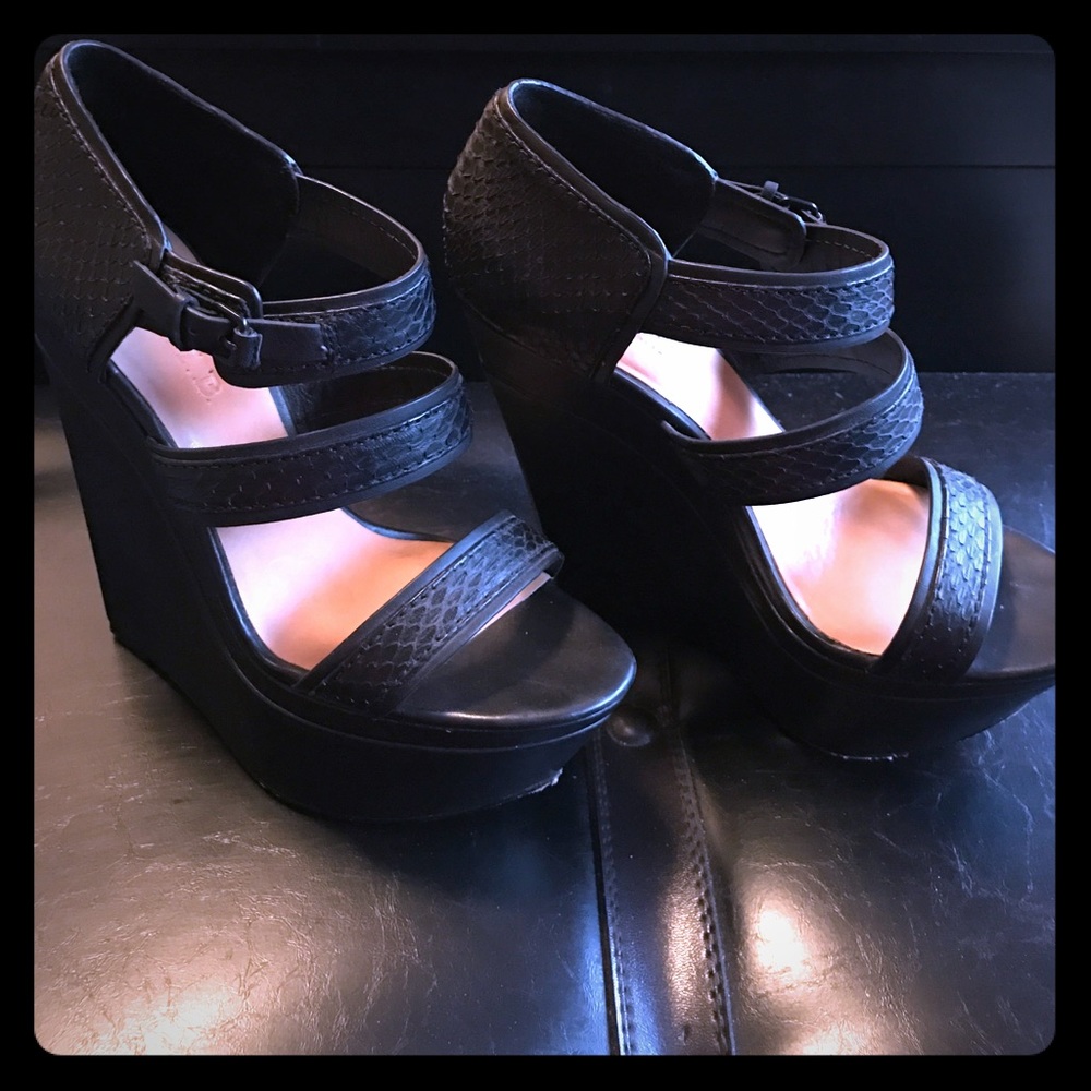 L.A.M.B leather wedge shoes